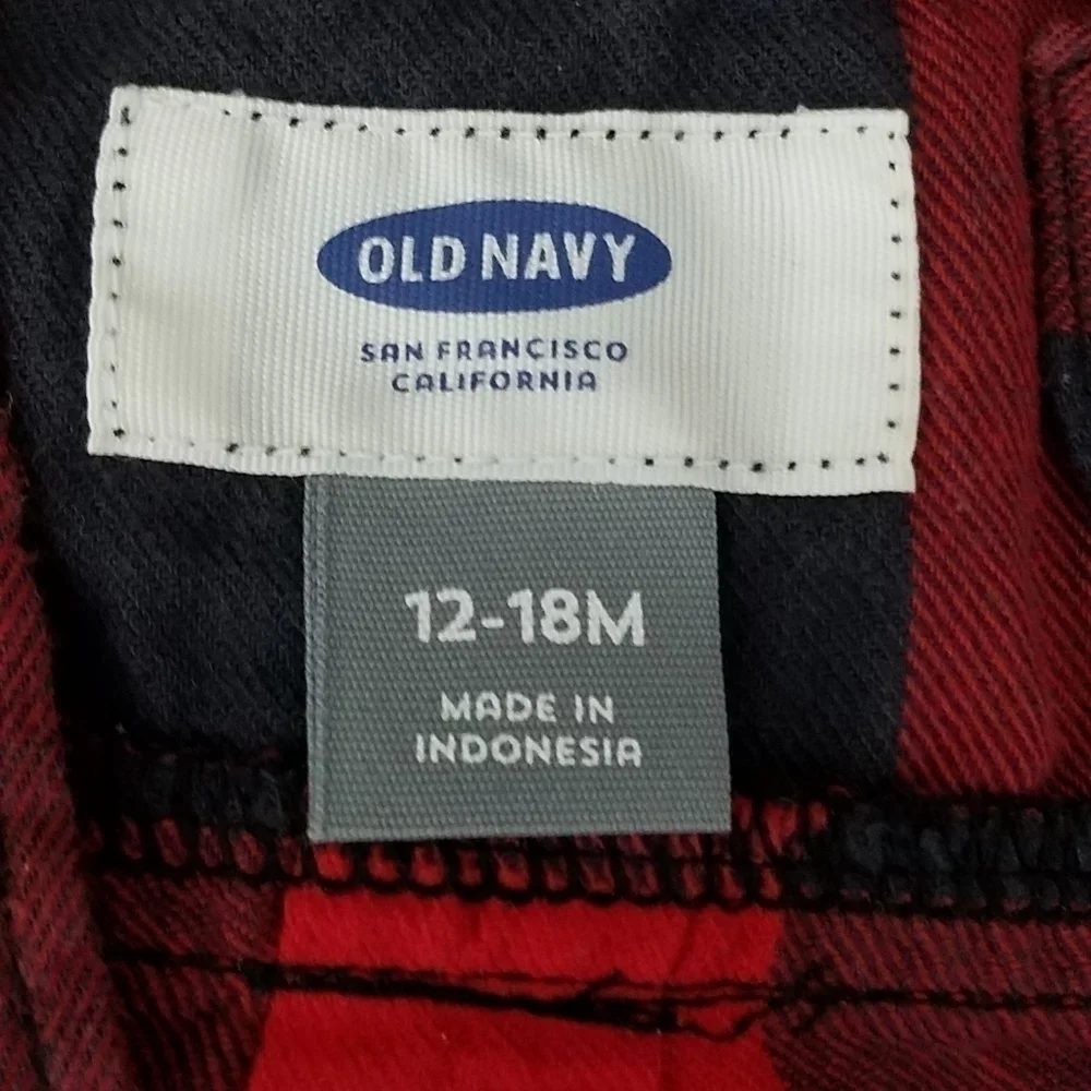 Old Navy Buffalo Plaid Button Down Polo 12-18m